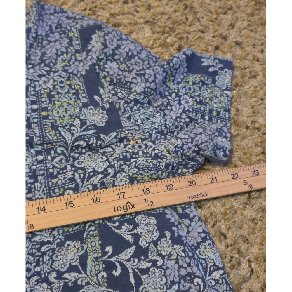 J.Jill Pima‎ Slub-Knit V-Neck Floral Print Blouse Women's Size Large Multicolor - Picture 6 of 7